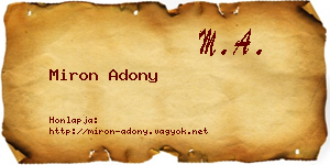 Miron Adony névjegykártya
